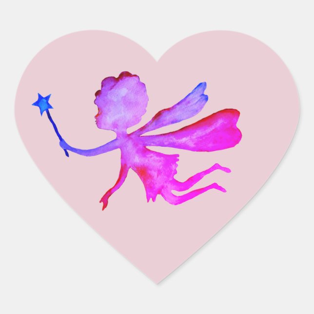 Adesivo Coração Vinhetas Estrelas de Desenho por Aquarelas de Fada (Frente)