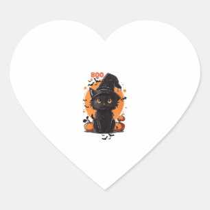 Adesivo Coração Vintage Black Cat, Halloween, Men, Women, Girl, b