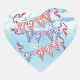 Adesivo Coração Vintage Bunting Wedding or Shower Heart Stickers