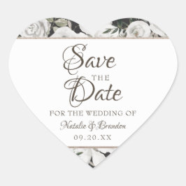Adesivo Coração Vintage Cherish White Floral e Rosas Salvem a Data