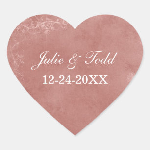 Adesivo Coração Vintage Coral Rosa Salve A Data Casamento