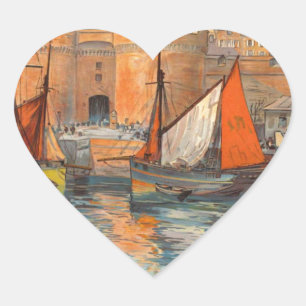 Adesivo Coração Vintage Cote d'Emeraude Santo Malo Port Turismo