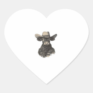 Adesivo Coração Vintage Cowboy Camisa - Vaca Ocidental