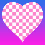 Adesivo Coração Vintage de placa de xadrez, branco e rosa, Neon<br><div class="desc">Quadro de verificação branco e rosa claro | Vintage | Clássico | Evolução | NA MODA | Moda | Mínimo</div>