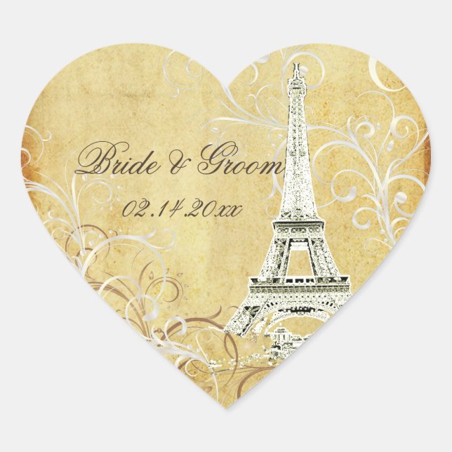 ADESIVO CORAÇÃO VINTAGE EIFFEL TOWER/VANILLA SWIRLS (Frente)