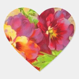 Adesivo Coração Vintage floral