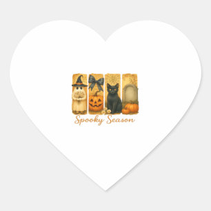 Adesivo Coração Vintage Halloween Spooky Season, floral fantasma f