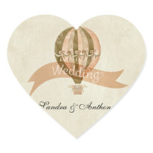 Vintage Hot Air Balloon Invitation Sticker