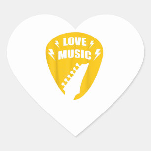 Adesivo Coração Vintage Love Guitar Music Lover Gift