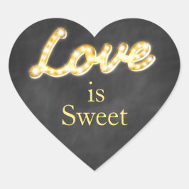 Adesivo Coração Vintage Marquee Lights Love is Sweet - Chalkboard