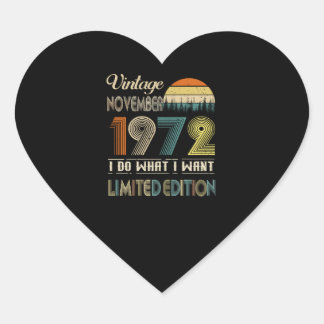 Adesivo Coração Vintage Novembro De 1972 What I want Limited Editi