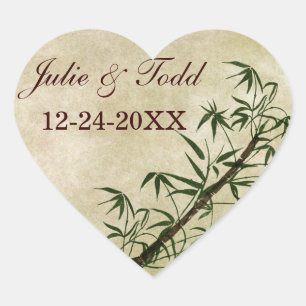 Adesivo Coração Vintage Oriental Bamboo 1