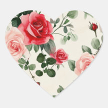 Vintage Pink Rosa vermelha Heart Sticker