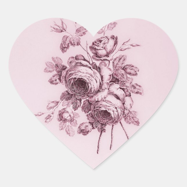 Adesivo Coração Vintage Rosa Sticker (Frente)
