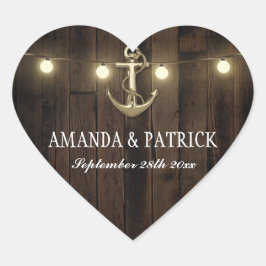 Adesivo Coração Vintage Rustic Anchor Wedding Favoritos