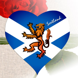 Adesivo Coração Vintage Scotland, Rampant, Patriotic Scottish Flag