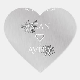 Adesivo Coração Vintage Silver & White Weding Hearts Stickers