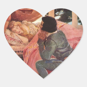 Adesivo Coração Vintage Sleeping Beauty por Jessie Willcox Smith
