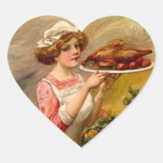 Adesivo Coração Vintage Sticker Janto de Ação de Graças Lady w/ Tu
