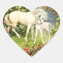 Adesivo Coração Vintage Unicorn E Foal