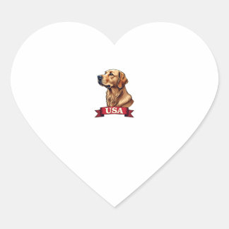 Adesivo Coração Vintage USA Golden Retriever Engraving Shirt