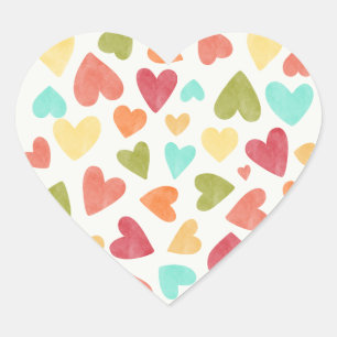 Adesivo Coração Vintage Watercolor Hearts Casamento Love Stickers