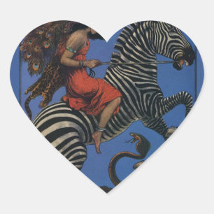 Adesivo Coração Vintage Zebra Art Nouveau Mulher