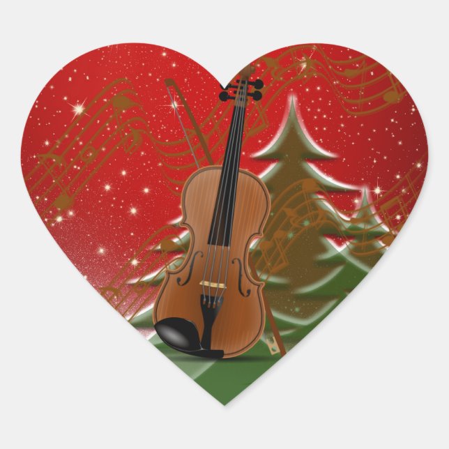 Adesivo Coração Violino no Natal (Frente)
