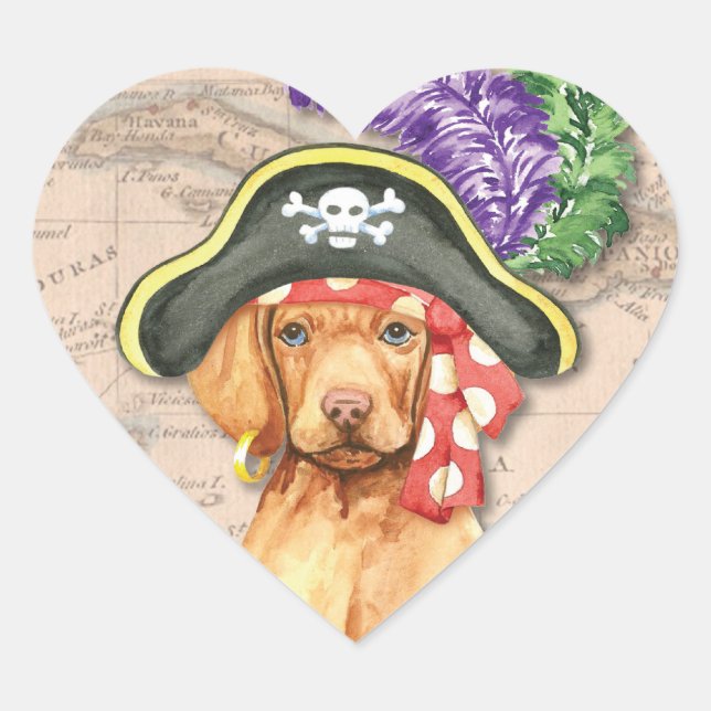 Adesivo Coração Vizsla Pirate (Frente)