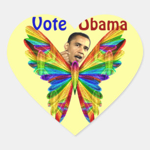 Adesivo Coração Vote em Obama_