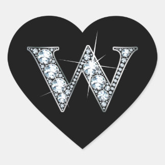 Adesivo Coração "W" Diamond Bling em Black Heart Sticker