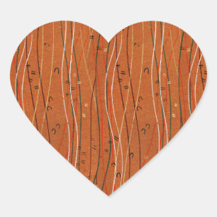 Adesivo Coração Wavy Red Stripes Japonês Abstrato