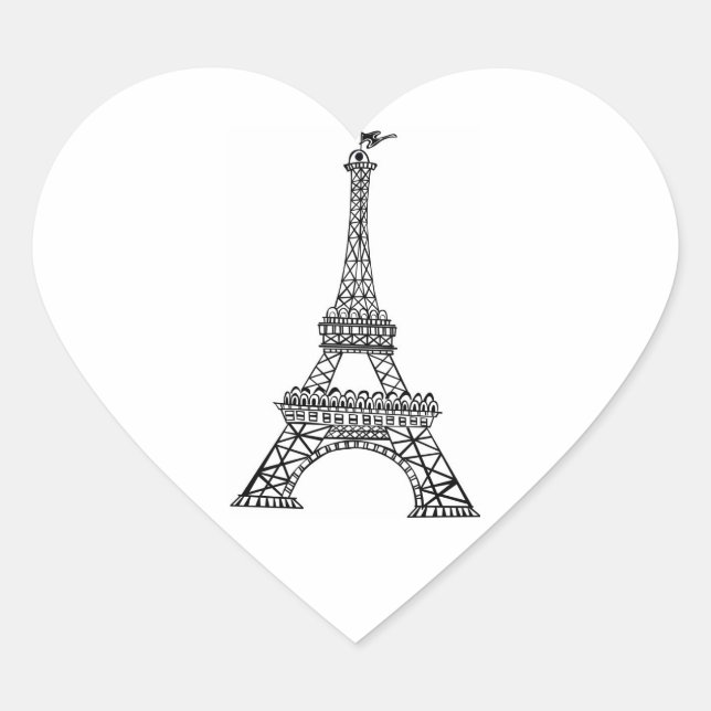 Adesivo Coração Weding Heart Line Eiffel Tower Paris França (Frente)