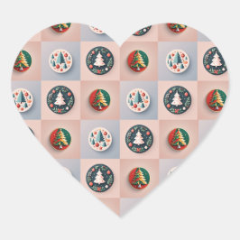 Adesivo Coração Whimsical Christmas Tree Pattern