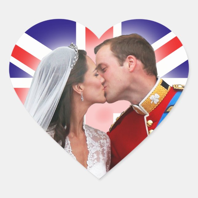 Adesivo Coração William & Catherine Royal Wedding Kiss Stickers (Frente)