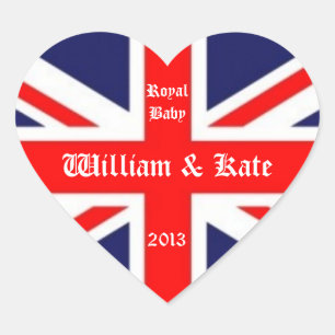 Adesivo Coração William & Kate/Royal Baby-Union Jack