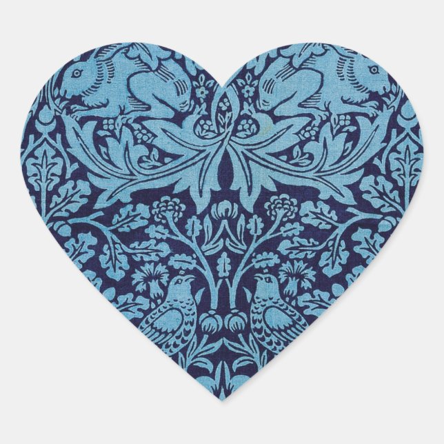 Adesivo Coração William Morris BrotherRabbit (Frente)