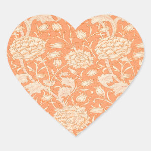 Adesivo Coração William Morris Orange Floral Heart Sticker
