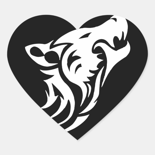 Adesivo Coração Wolf Tribal (Frente)