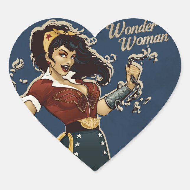 Adesivo Coração Wonder Woman Bombshell (Frente)