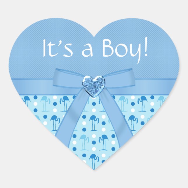 Adesivo Coração Wonderland Blue Flamingo New Baby Boy Stickers (Frente)
