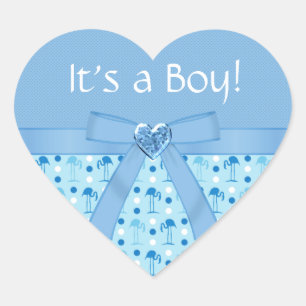 Adesivo Coração Wonderland Blue Flamingo New Baby Boy Stickers