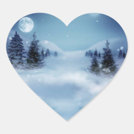 Adesivo Coração Wonderland de inverno à noite