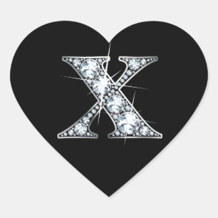 Adesivo Coração "X" Diamond Bling em Black Heart Sticker