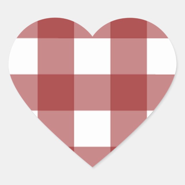 Adesivo Coração Xadrez vermelho e branco (Frente)
