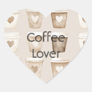 Adesivo Coração Xícaras Coração Café com Creme  