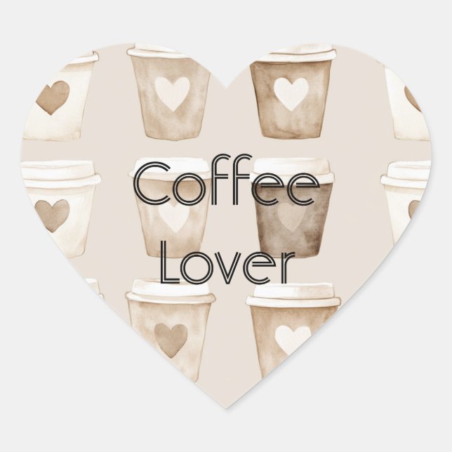 Adesivo Coração Xícaras Coração Café com Creme   (Frente)