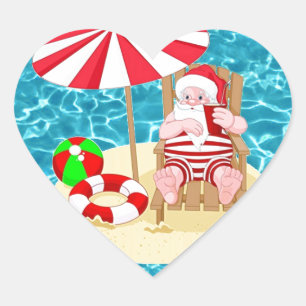 Adesivo Coração xmas Beach santa claus