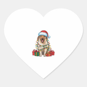Adesivo Coração Xmas Lighting Santa Hat Anatolian Shepherd Chr