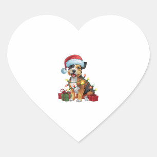 Adesivo Coração Xmas Lighting Santa Hat Border Terrier Dog Christm